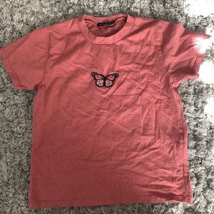 brandy melville embroidered butterfly t-shirt 🦋